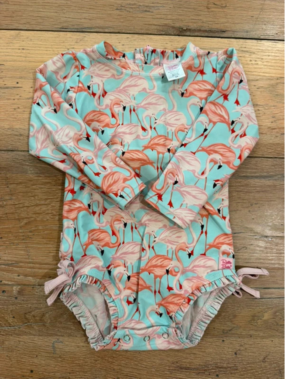 RuffleButts long-sleeve one-piece rash guard swimsuit size 2T